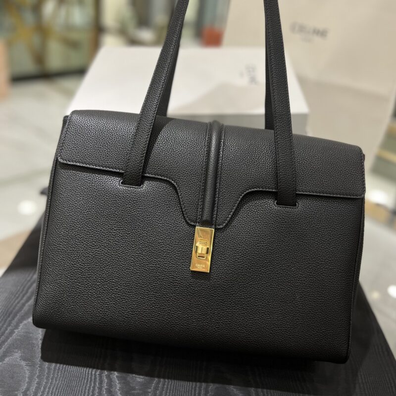 Replica Celine Classique 16 Bag in Natural Calfskin Black – Luxury Celine Handbag