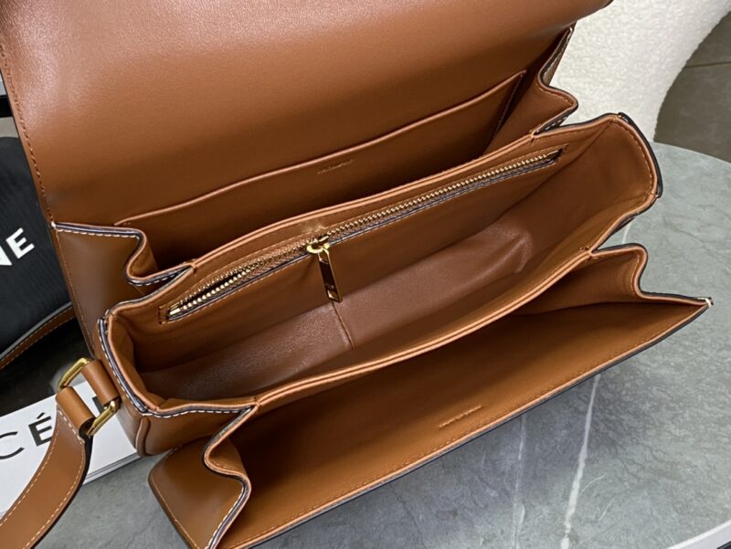 Celine Classique Triomphe Bag in Triomphe Canvas and Calfskin Tan - Image 3