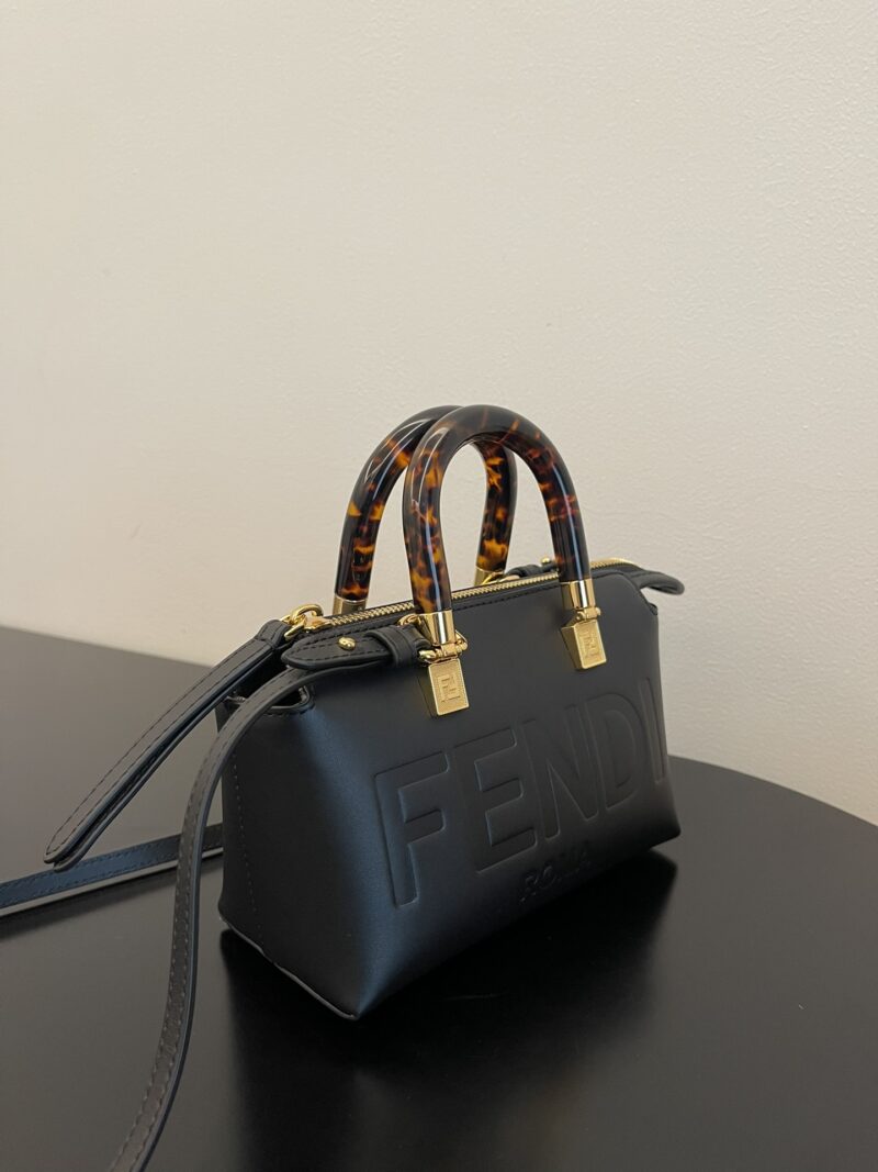 Fendi By The Way Mini Small Boston bag in dove Black leather - Image 3