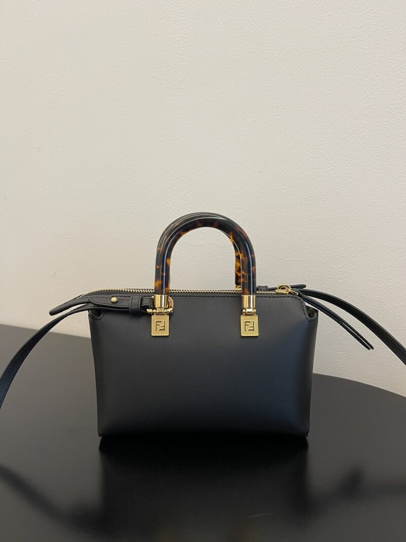 Fendi By The Way Mini Small Boston bag in dove Black leather - Image 6