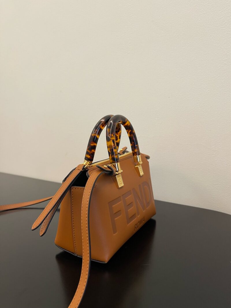 Fendi By The Way Mini Small Boston bag in dove Brown leather - Image 2