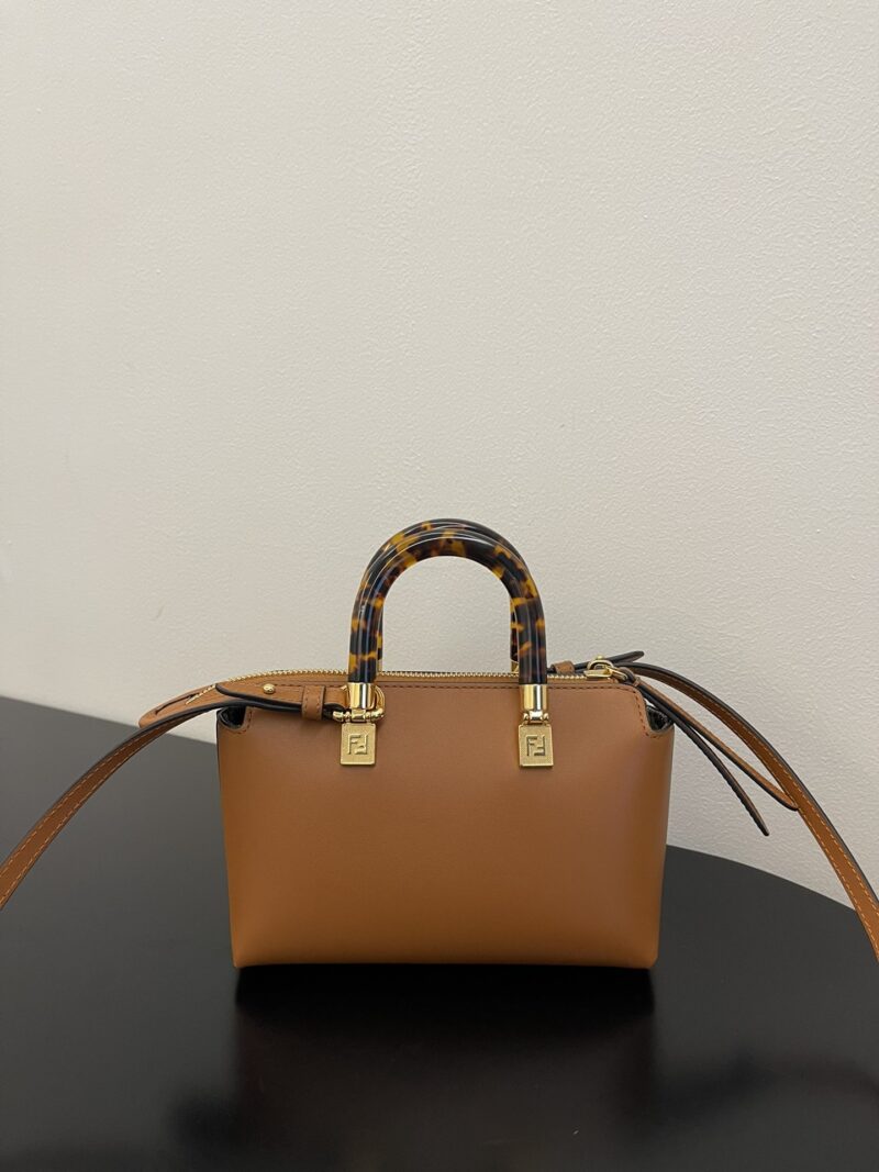 Fendi By The Way Mini Small Boston bag in dove Brown leather - Image 6