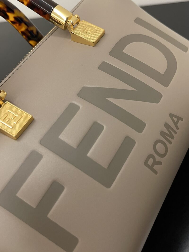 Fendi By The Way Mini Small Boston bag in dove Grey leather - Image 3