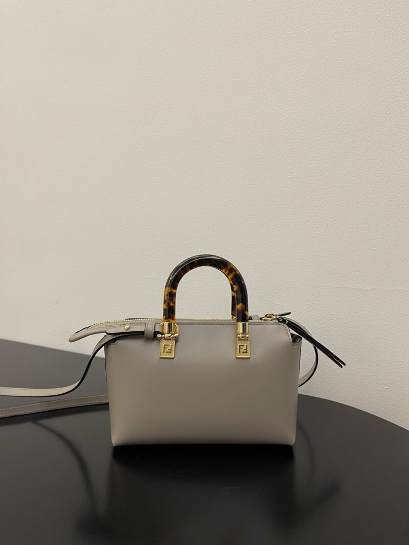 Fendi By The Way Mini Small Boston bag in dove Grey leather - Image 5