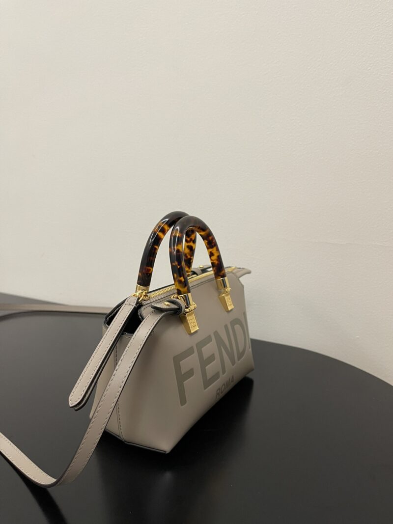 Fendi By The Way Mini Small Boston bag in dove Grey leather - Image 8