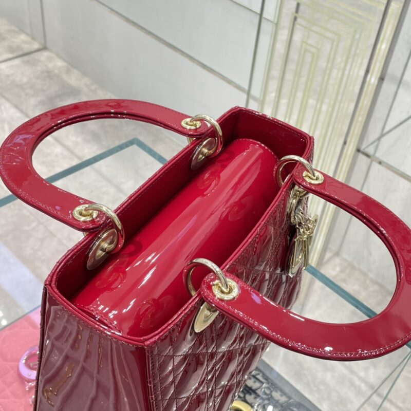 Medium Lady Dior Bag Cherry Red Patent Cannage Calfskin - Image 2