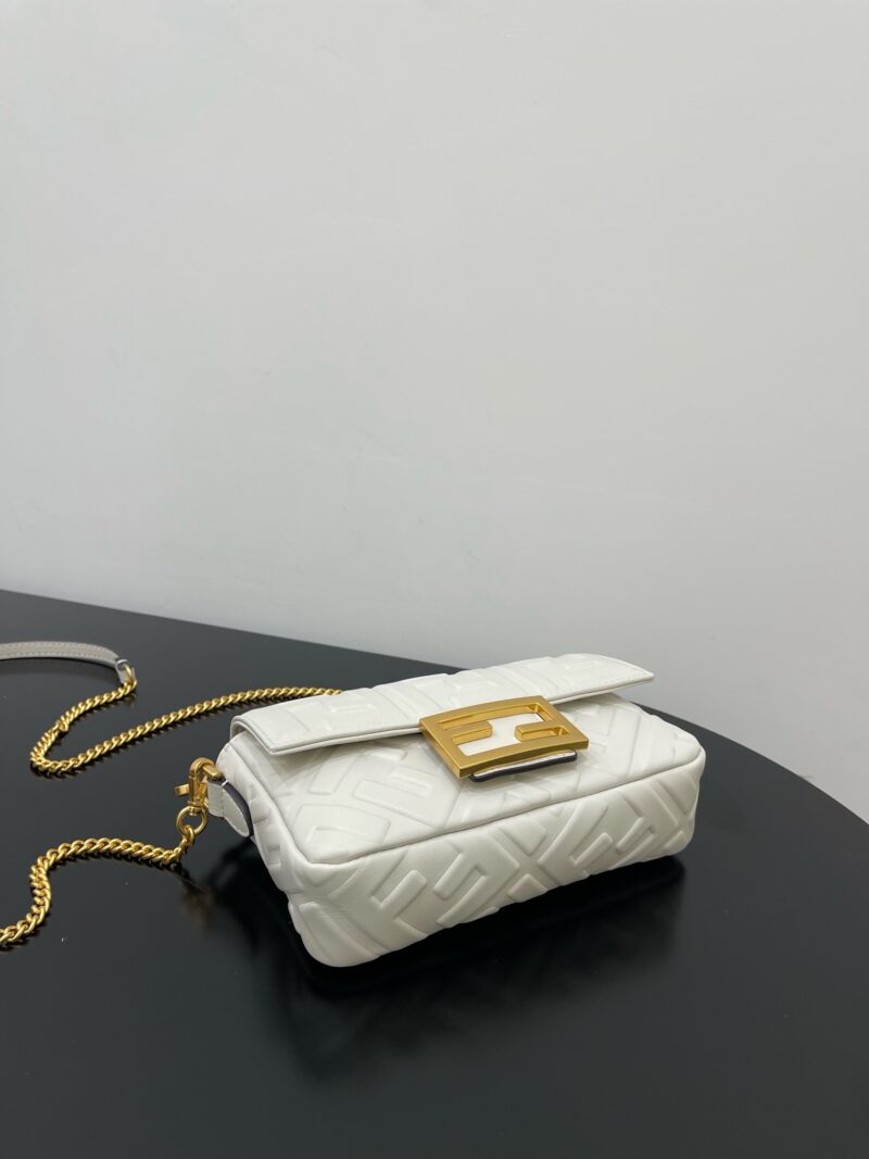 Fendi Baguette Mini White nappa leather bag with FF motif - Image 2