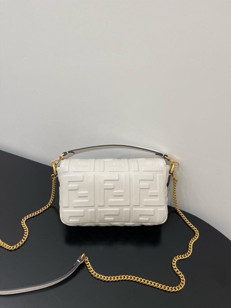 Fendi Baguette Mini White nappa leather bag with FF motif - Image 5