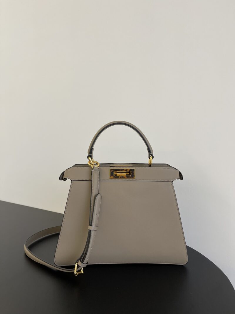 Replica Fendi Peekaboo ISeeU Medium Dove Grey Calfskin Bag – Luxury Designer Handbag in Dove Grey Calfskin with Fendi Branding