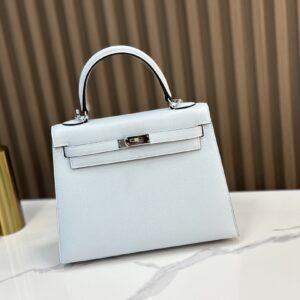 Replica HERMÈS Kelly 25 Handbag in Bleu Pale Epsom Leather – Luxury HERMÈS Handbag