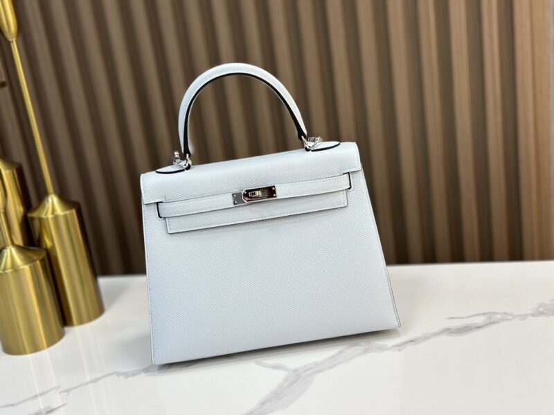 Replica HERMÈS Kelly 25 Handbag in Bleu Pale Epsom Leather – Luxury HERMÈS Handbag