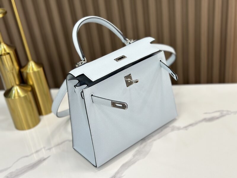 Hermes Kelly 25 handbag in Bleu Pale Epsom leather - Image 7