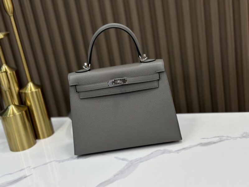 Replica HERMÈS Kelly 25 Handbag in Gris Meyer Epsom Leather – Luxury HERMÈS Handbag