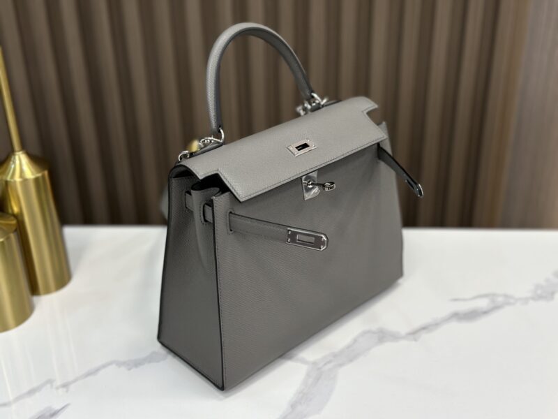 Hermes Kelly 25 handbag in Gris Meyer   Epsom leather - Image 7