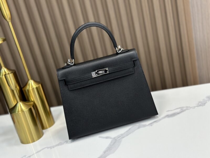 Replica HERMÈS Kelly 25 Handbag in Black Epsom Leather – Luxury HERMÈS Handbag