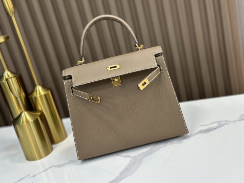 Hermes Kelly 25 handbag in Etoupe Epsom leather - Image 4