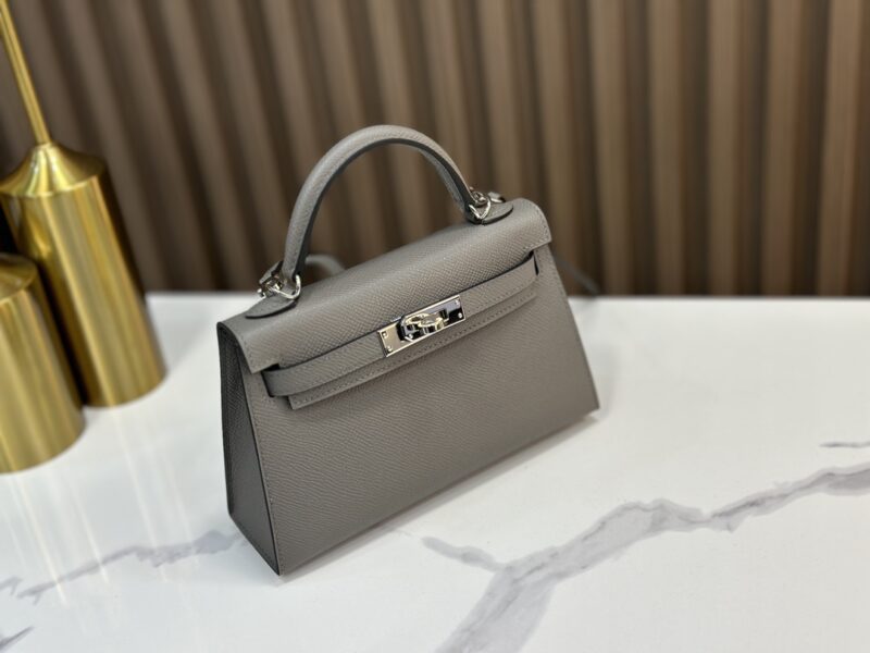 HERMÈS Mini Kelly II crossbody bag in Gris Meyer Epsom leather - Image 7