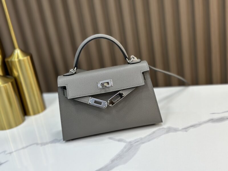 HERMÈS Mini Kelly II crossbody bag in Gris Meyer Epsom leather - Image 2