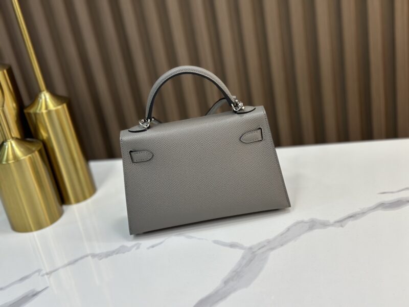 HERMÈS Mini Kelly II crossbody bag in Gris Meyer Epsom leather - Image 8