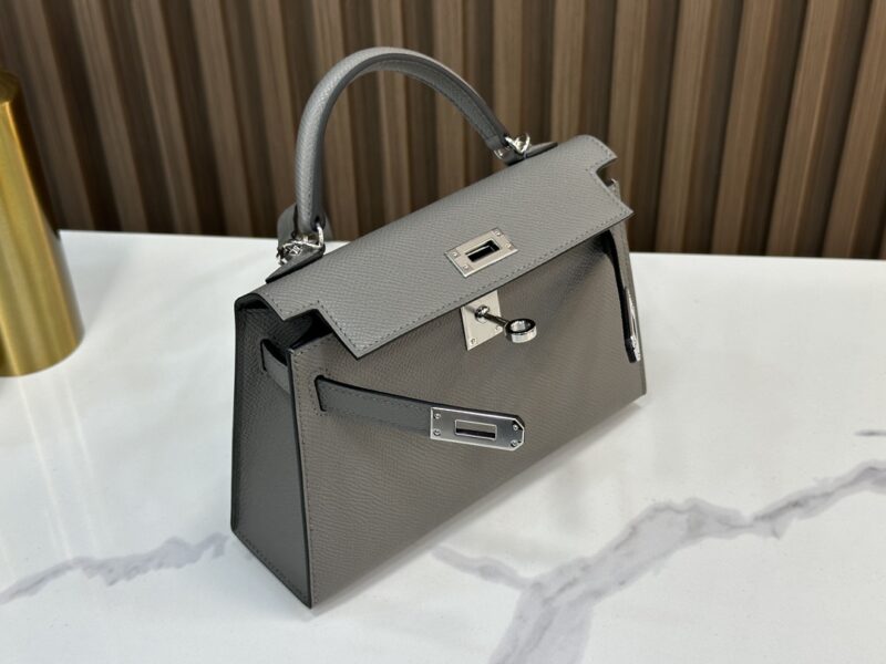 HERMÈS Mini Kelly II crossbody bag in Gris Meyer Epsom leather - Image 5