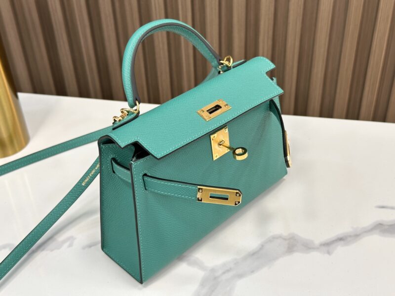 HERMÈS Mini Kelly II crossbody bag in Vert Verone Epsom leather - Image 7