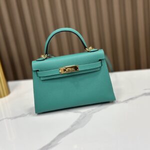 Replica HERMÈS Mini Kelly II Crossbody Bag in Vert Verone Epsom Leather – Luxury Green Handbag