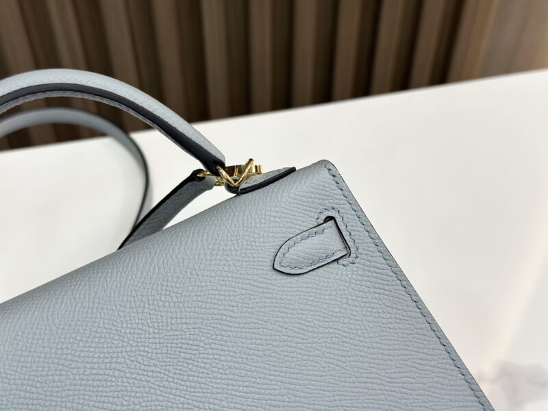 HERMÈS Mini Kelly II crossbody bag in Bleu Lin Epsom leather - Image 5