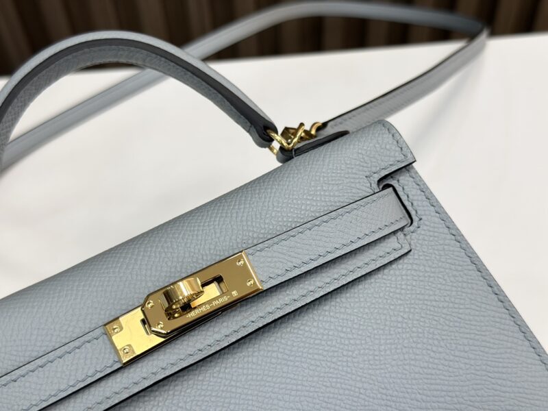 HERMÈS Mini Kelly II crossbody bag in Bleu Lin Epsom leather - Image 8