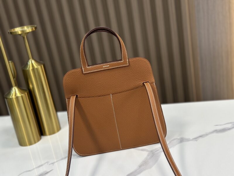 Hermès Gold Mini Halzan 22cm of Clemence Leather - Image 3