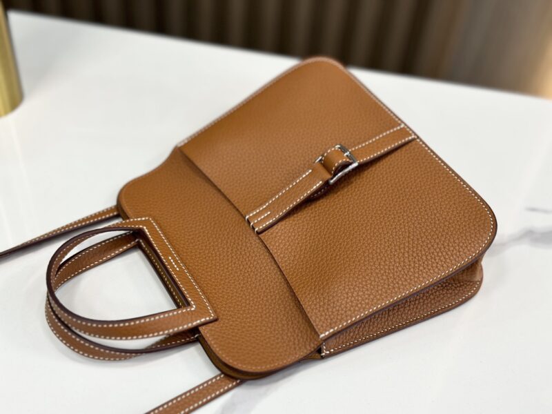 Hermès Gold Mini Halzan 22cm of Clemence Leather - Image 9