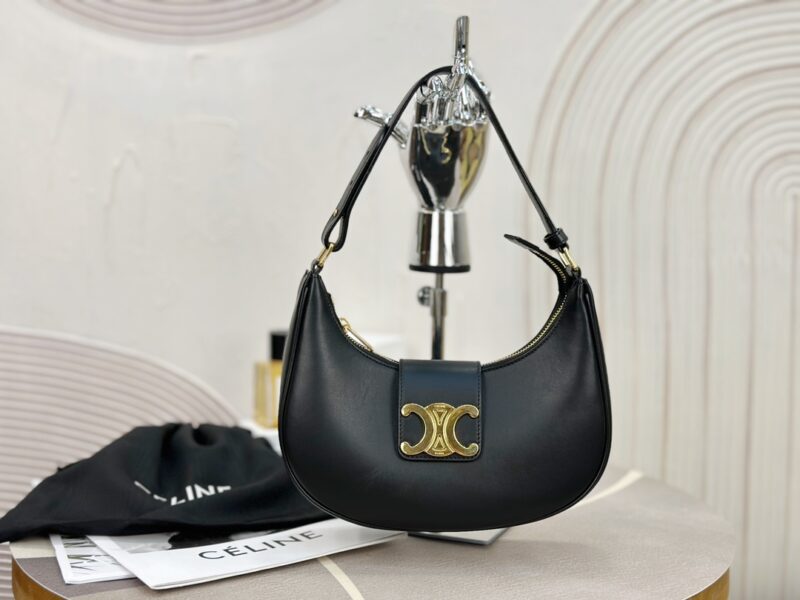 Replica Celine Medium Ava Triomphe Bag in Smooth Calfskin Black | Luxury Replica Celine Bags