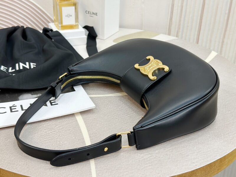 Celine MEDIUM AVA TRIOMPHE BAG in Smooth Calfskin Black - Image 9