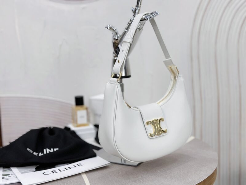 Celine MEDIUM AVA TRIOMPHE BAG in Smooth Calfskin White - Image 6