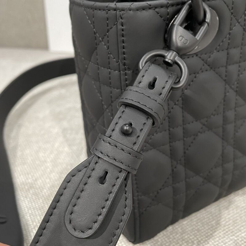 Small Lady Dior My ABCDior Bag Black Ultramatte Cannage Calfskin - Image 3