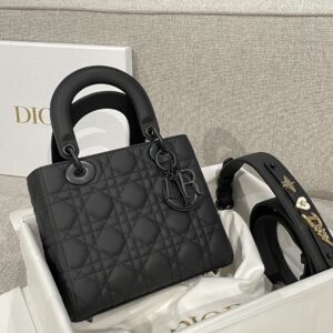 Replica Small Lady Dior My ABCDior Bag in Black Ultramatte Cannage Calfskin – Luxury Dior Handbag with Customization Option