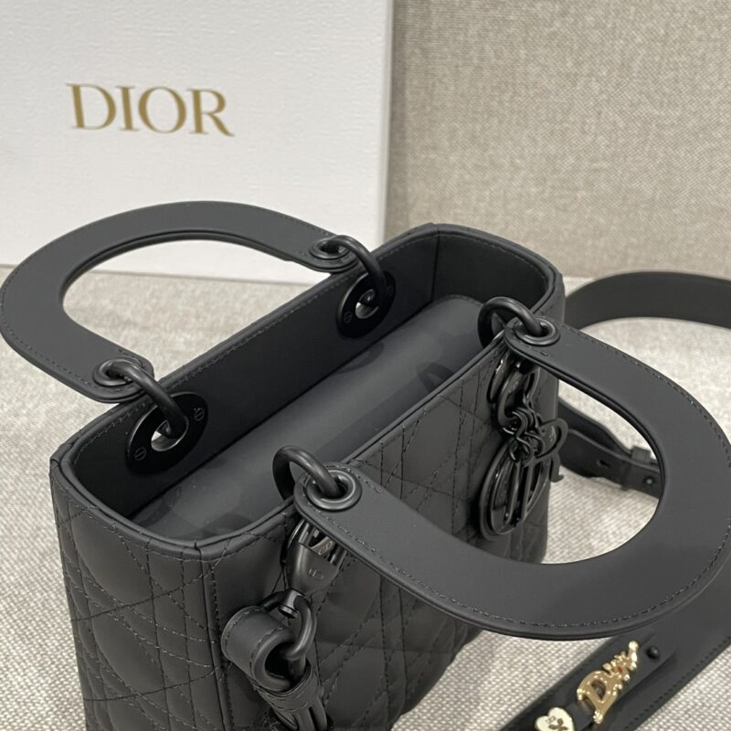 Small Lady Dior My ABCDior Bag Black Ultramatte Cannage Calfskin - Image 5