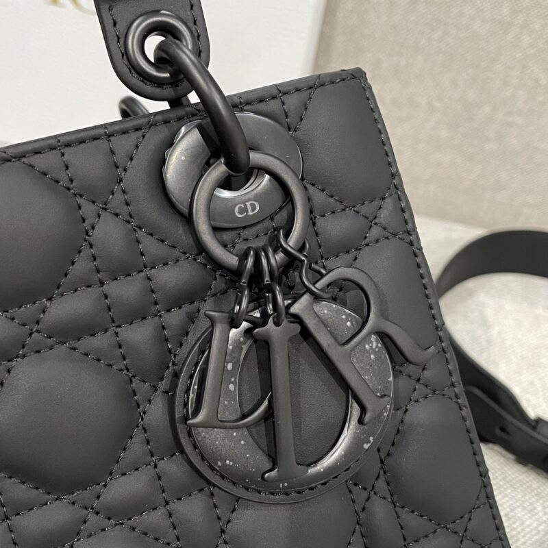 Small Lady Dior My ABCDior Bag Black Ultramatte Cannage Calfskin - Image 7