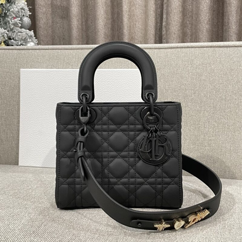 Small Lady Dior My ABCDior Bag Black Ultramatte Cannage Calfskin - Image 9