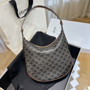 Replica Celine Medium Héloïse Bag Cuir Triomphe in Triomphe Canvas & Calfskin – Luxury Celine Handbag