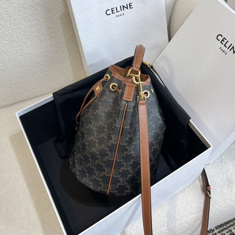 Celine CLARA BAG in TRIOMPHE CANVAS & CALFSKIN - Image 9