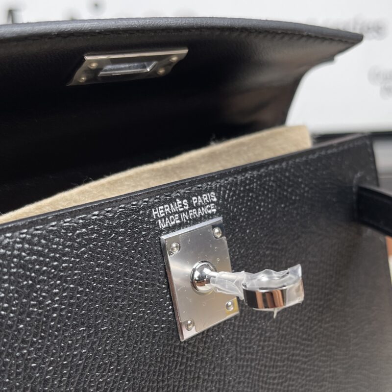 Hermes Kelly Mini II Bag In Black Epsom Leather PHW - Image 3