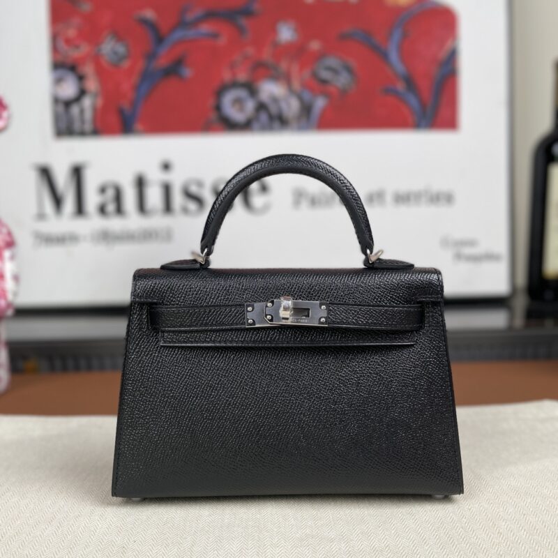 Replica Hermes Kelly Mini II Bag in Black Epsom Leather with PHW – Luxury Replica Handbag