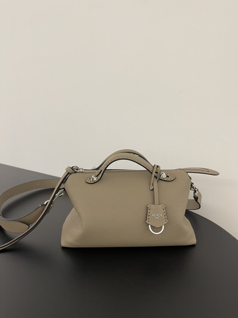 Replica Fendi By The Way Selleria Medium Dove Grey Selleria Bag with 192 hand-sewn topstitches and zip-top closure.