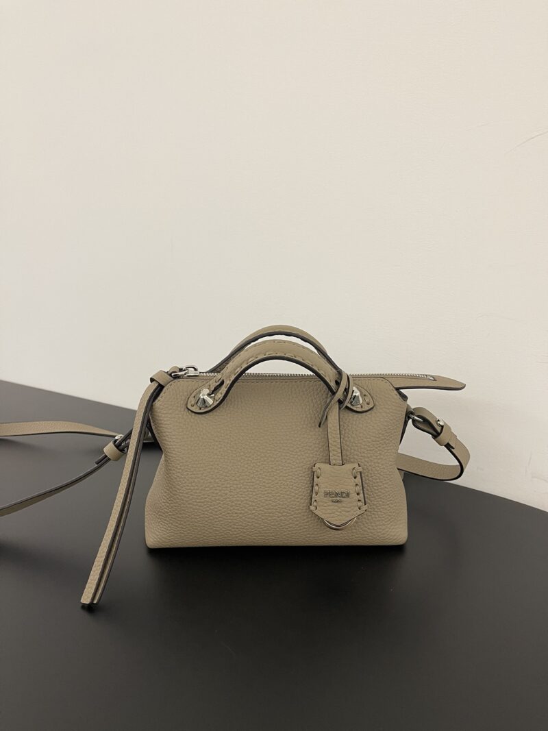 Replica Fendi By The Way Selleria Mini Dove Grey Selleria Bag with 192 hand-sewn topstitches and zip-top closure.