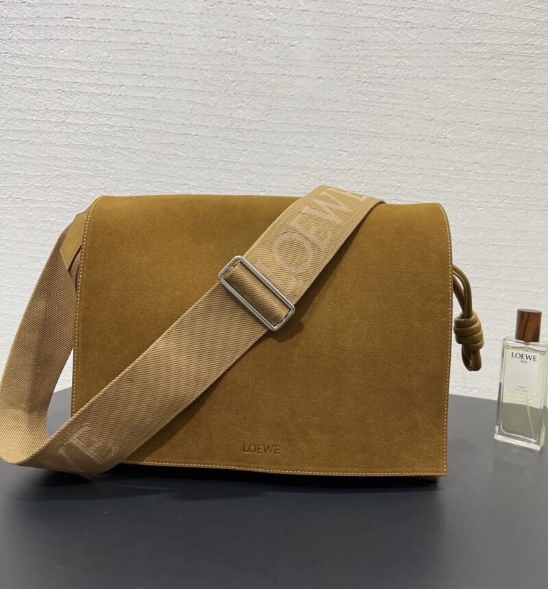 Loewe Flamenco satchel in suede calfskin Tobacco - Image 5