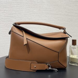 Replica Loewe Puzzle Bag in Tan with signature geometric design and premium leather craftsmanship.