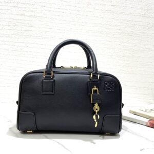 Replica Loewe Amazona 23 Bag in Black with premium leather and timeless, structured design.