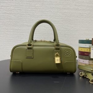 Replica Loewe Amazona 23 Cropped Bag in Olive with premium leather and sleek design details.