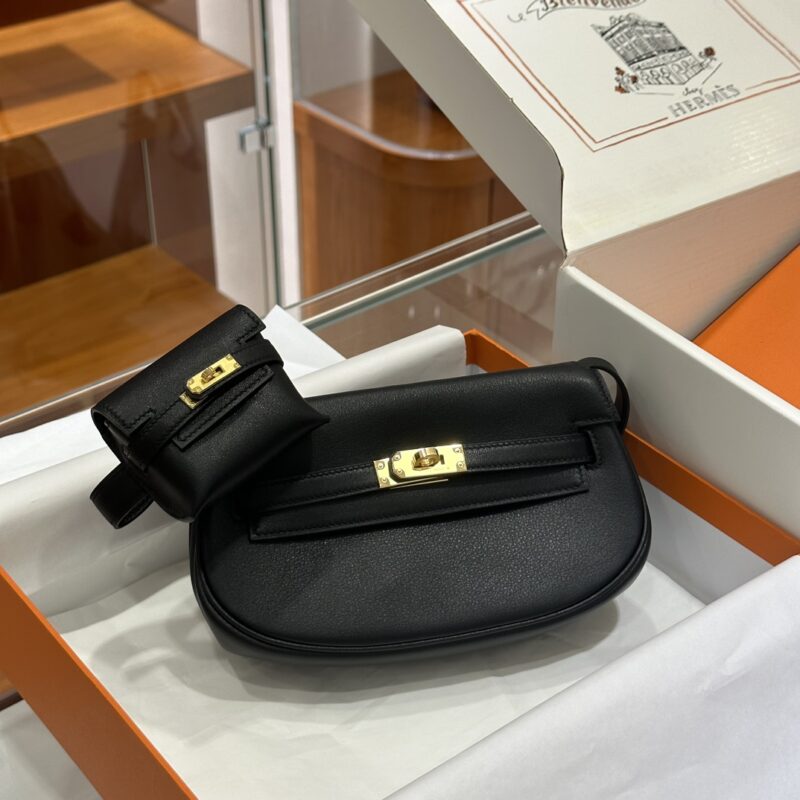 Hermes Black Swift Kelly Moove Bag - Image 5