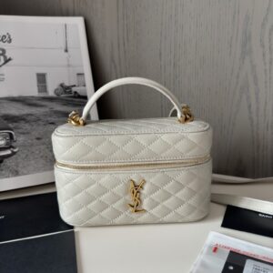 Replica YSL Gaby Vanity Bag in Lambskin White – Luxury YSL Handbag